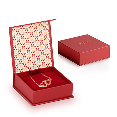 Custom Logo Flip Lid Cardboard Jewelry Packaging Necklace Boxes With Silk 