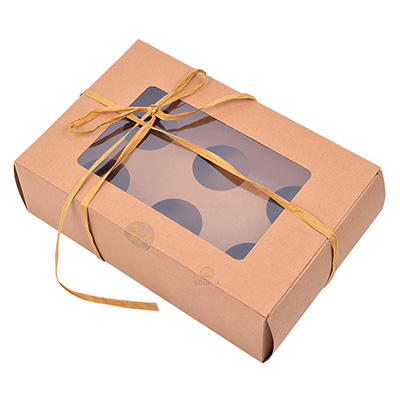 Custom Wholesale Cupcake Packaging Transparent Window Kraft Paper Box With Insert