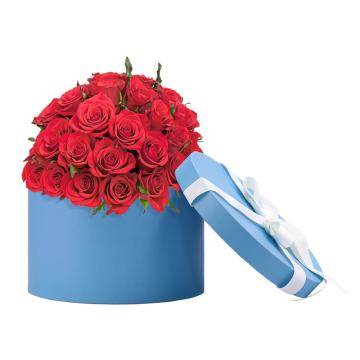 Customized Valentine's Day fashionable round paper packaging flower box cardboard flower gift paper box with ribbon
