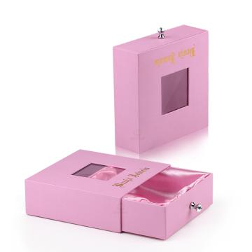 Craft Cardboard Paper Slide Drawer Teal Oem Package Jewelry Box With Pvc Window