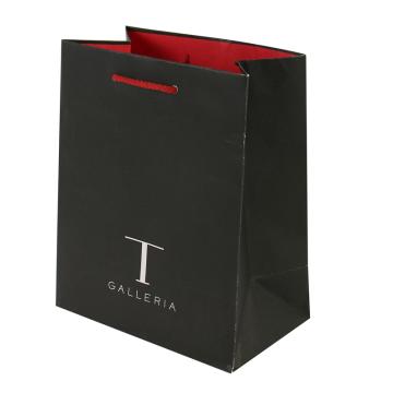 Luxury Matt Black Foldable Paper Grocery Clothes Shopping Bag With Twisted Handle