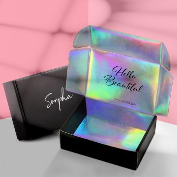Custom Logo Printed Rainbow Laser Color Clothing Cardboard Corrugated Gift Mailer Box