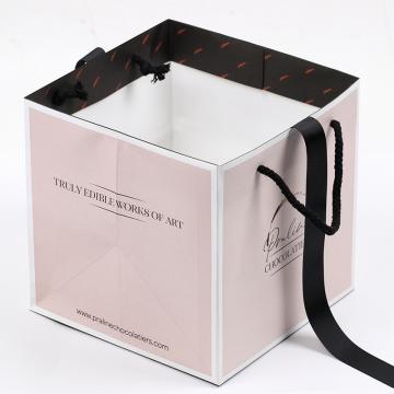 Luxury Handle Printing Shopping clothing brand jewelry gift packaging Square Paper Bags with logo
